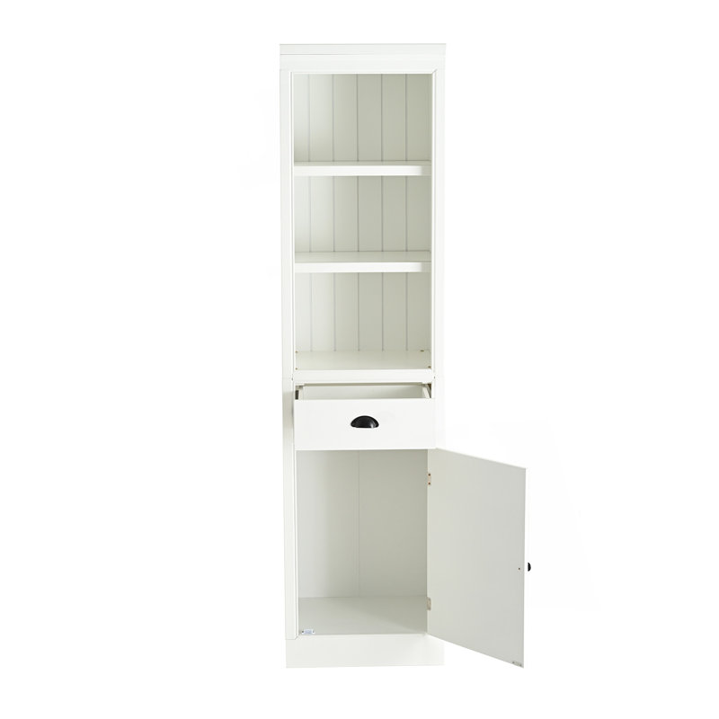 75'' Freestanding Display Bookshelf, Farmhouse Bookcase With Storage & Cabinet, Small Size Wooden Organizer Pantry, For Hallways Living Room, Kitchen, Home, Office - White