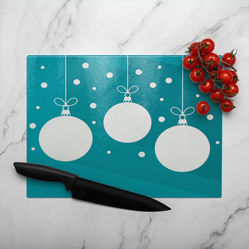 Christmas Baubles Dining Glass Chopping Board