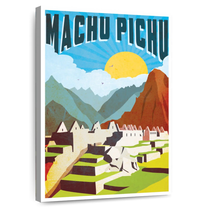 Affiche rétro du Machu Picchu, H 24 po x l 16 po