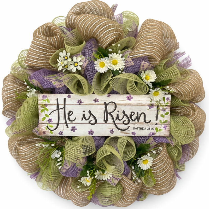 Couronne religieuse de Pâques «He Is Risen»