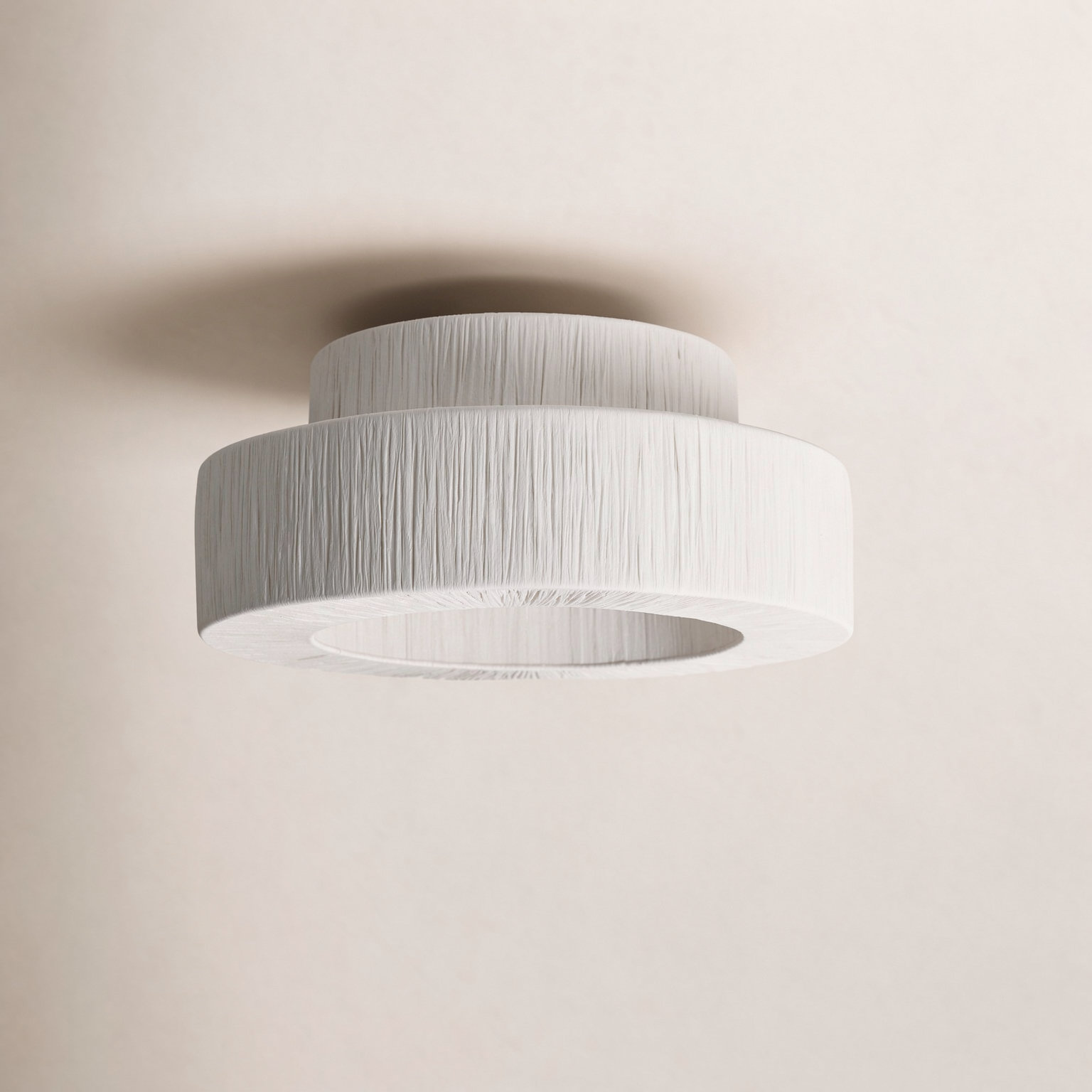 Abbie 1 - Light Raffia Dimmable Drum Flush Mount, 8.3'' H x 17.7'' W x 17.7'' D, Cream