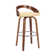 Maxime Swivel Counter or Bar Height Bar Stool with Open Low Back in Faux Leather and Wood