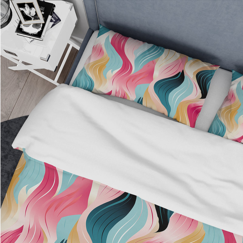 Literie à rayures bleues et roses, Housse de couette pour très grand lit et 2 très