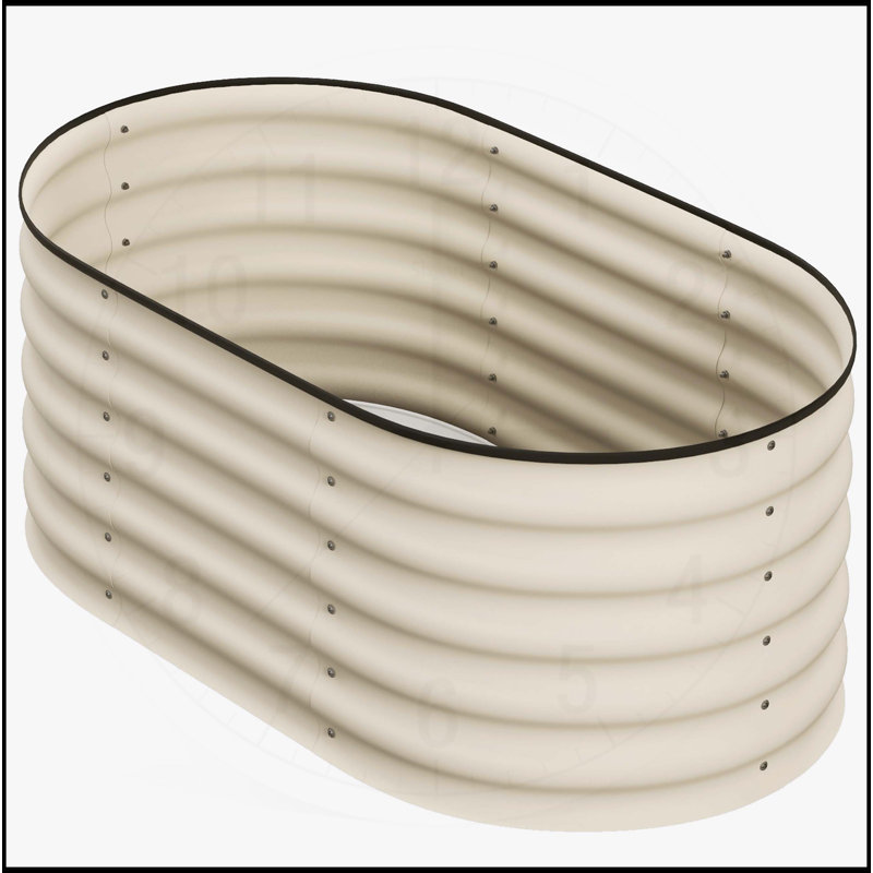 Galvanized Raised Garden Bed Kit, Cream White, 16.5" H x 41.3" W x 41.3" D