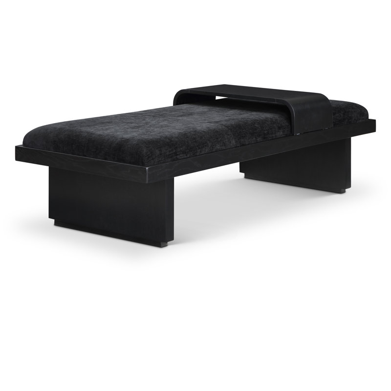 Banc rembourré Bryaunna, Tissu chenille noir / finition noire