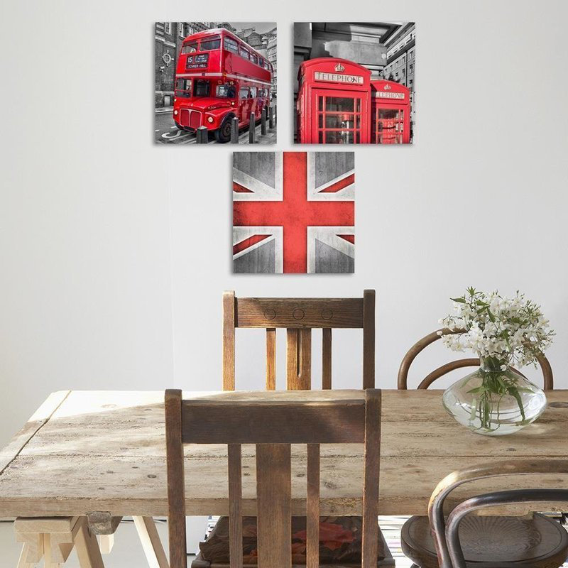 3-tlg. Leinwandbilder-Set British Red