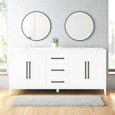 Wellsville 55'' Double Bathroom Vanity with Quartz Top