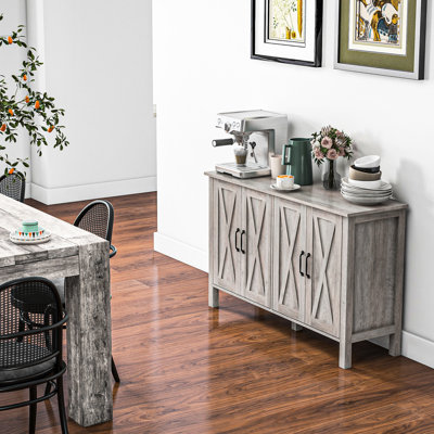 Farmhouse Buffet Sideboard Cabinet with Doors andAdjustable Shelves, Coffee Bar Storage Cabinet for Dining Room, 47.25"W
