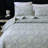 SLEEPBELLA Bluish Grey Botanical Quilt Set California King Size 3Pcs, Bluish Grey Printed with Beige Leaves Pattern, All Season Lightweight Coverlet Sets-114247550-114247551