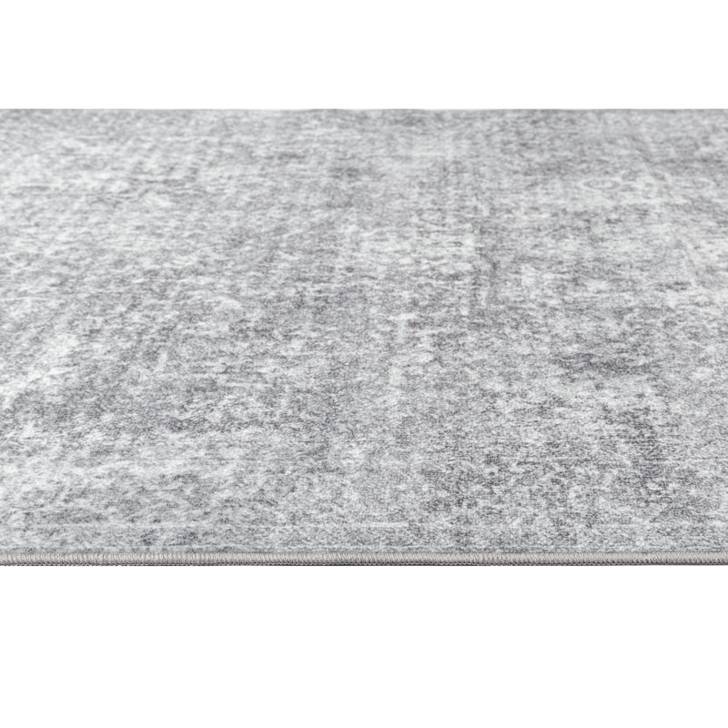 Vintage Grey Area Rug, Rectangle 6' x 9', Gray