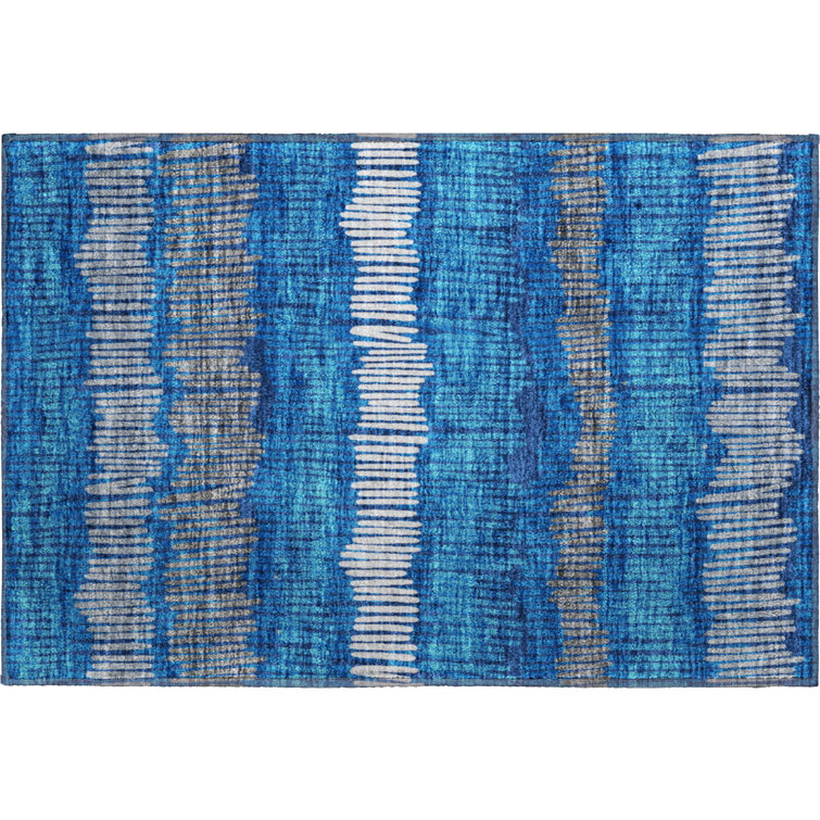 Premium Machine Washable Prisco Navy Rug