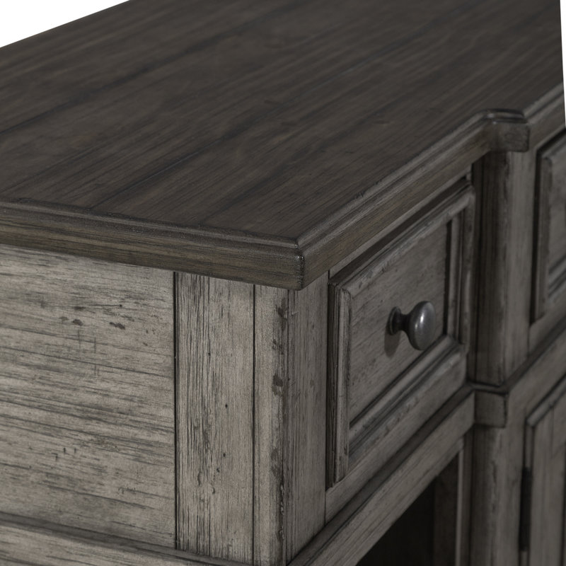 Buffet l 66 po avec tiroirs doublés de feutre Chalita, Gris / brun