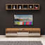 Meuble télé 59,1 po x 17,7 po x 13,8 po Modern Modern 100% panneau de particules enduit de mélamine, épaisseur: 0,7 pouce | Nombreuses tablettes de style scandinave à fixation murale pour un salon élégant