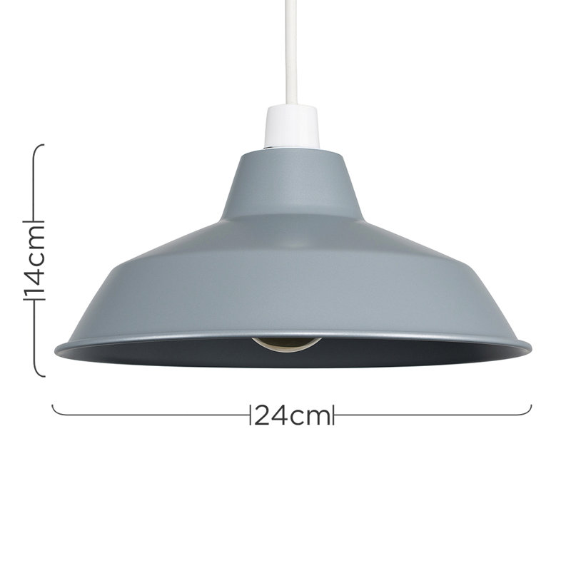 14cm H Metal Bowl Pendant Shade ( Screw On ), Grey