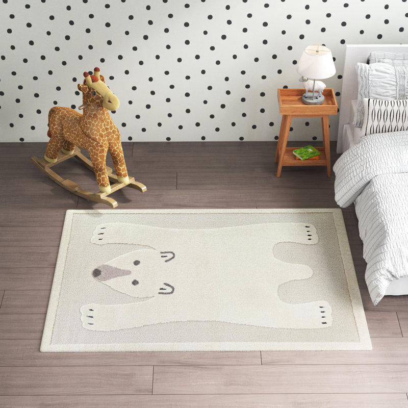 Tapis pour enfants Alena, Rectangle 4 pi 4 po x 6 pi, Crème, crème