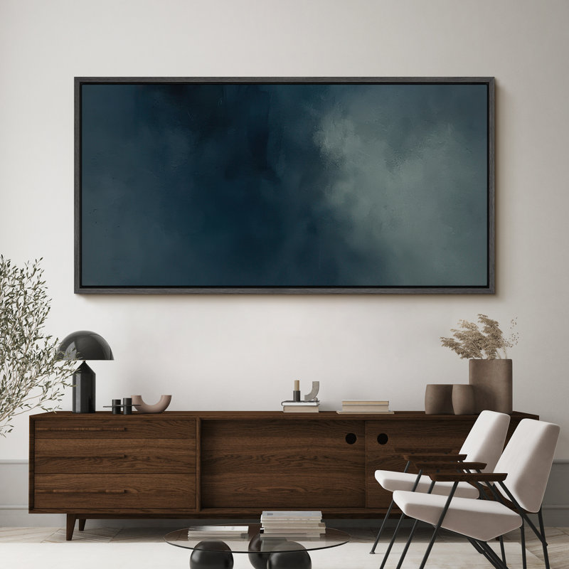Grande impression sur toile encadrée, reproduction abstraite neutre pour décoration intérieure moderne, H 30 po x l 60 po