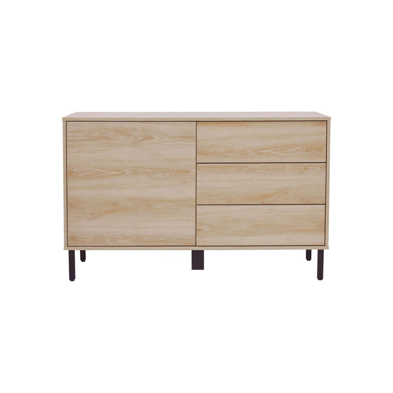 Mid-Century Modern Oak Sideboard Storage Credenza with 3 Drawers and Adjustable Shelf Cabinet