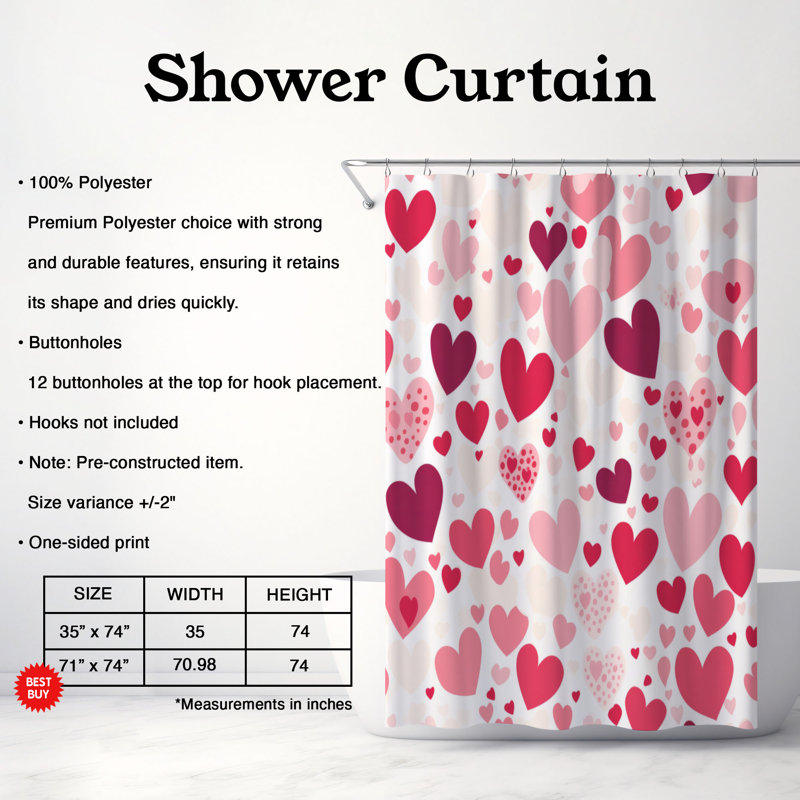 Love Glide - Premium Shower Curtain, 74"H x 71"W