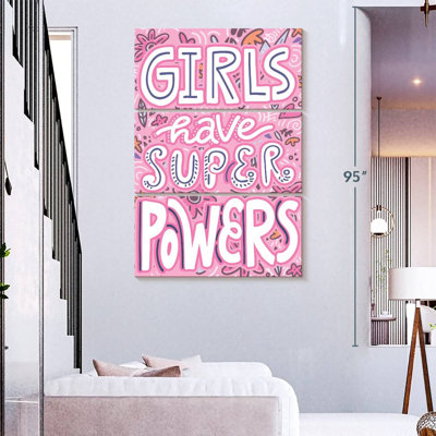 " Girls Have Super Powers Multi Piece Canvas Print " 3 Piece Art Set