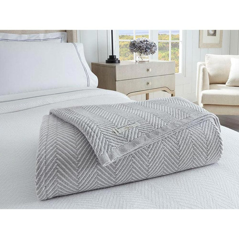 Madison Cotton Blanket, Gray, 72" x 96"