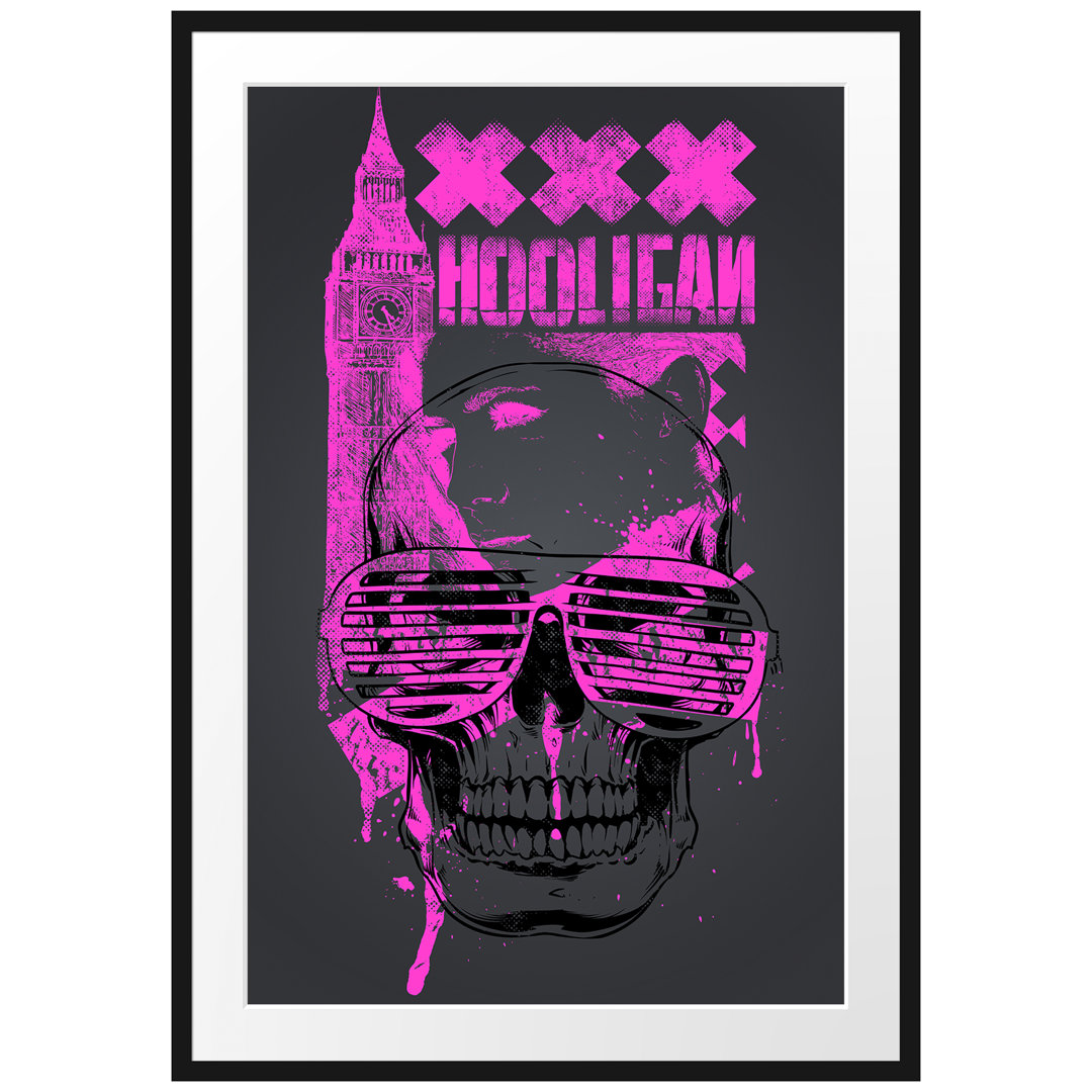 Gerahmtes Poster Uk Hooligan Black