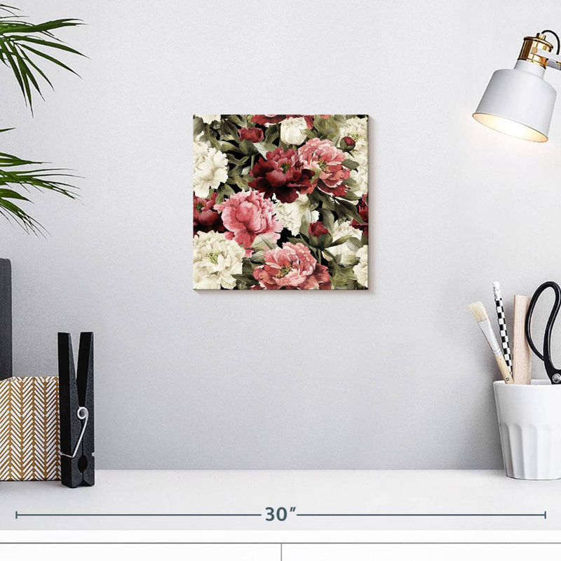 Pivoines multicolores, H 10 po x l 10 po