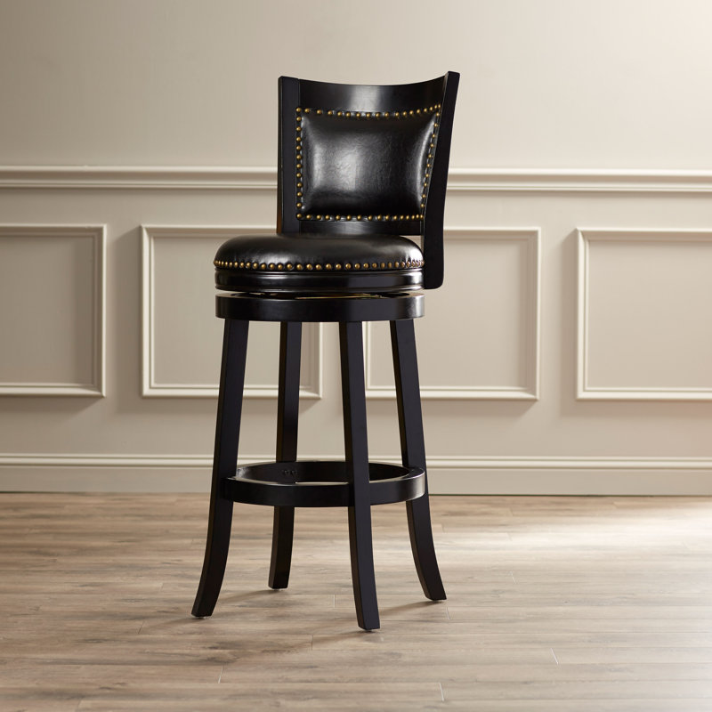 Tabouret de bar et de comptoir pivotant Coriyah, Noir, Tabouret de comptoir (siège d'une hauteur de 25,7