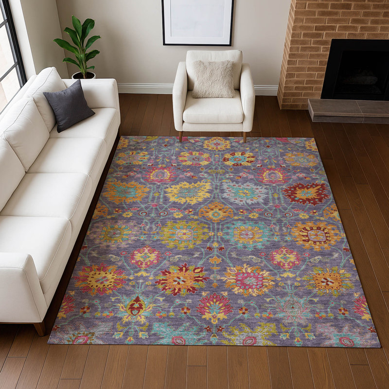 Tapis damassé de qualité supérieure Mayfield AMF2288, 5 pi x 7 pi 6 po, Violet