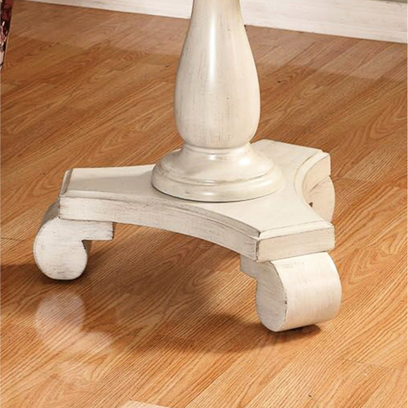 Table en bois - Finition blanche de 26 pouces et conception élégante gracieuse de côté en bois de 26 po, Blanc, Blanc