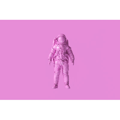Pink Spaceman Astronaut Cosmonaut - Wrapped Canvas Print