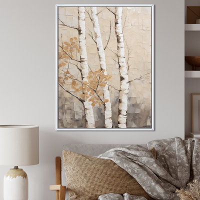 Beige minimalisme arbre bouleau III sur toile