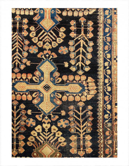 Tapis bleu marine en laine 4 pi 8 po x 10 pi 7 po Mercato