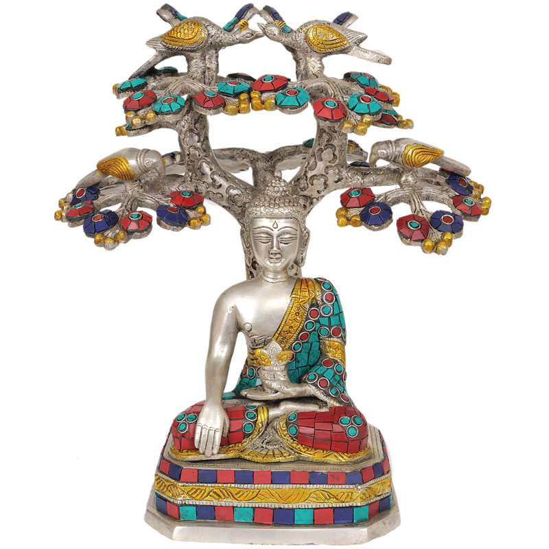 Le Bouddha sous l'arbre Bodhi (statue incrustée)