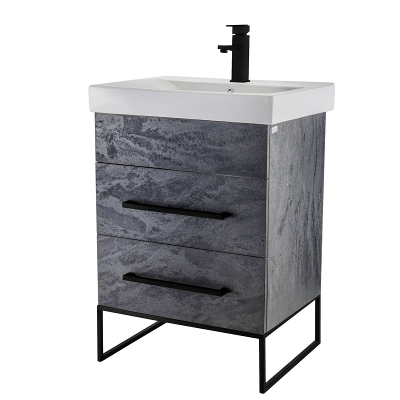 Taft Avenue 24 " W Freestanding Standard Free Standing Single Double Single Vanity Bathroom Vanity With Solid Surface Top