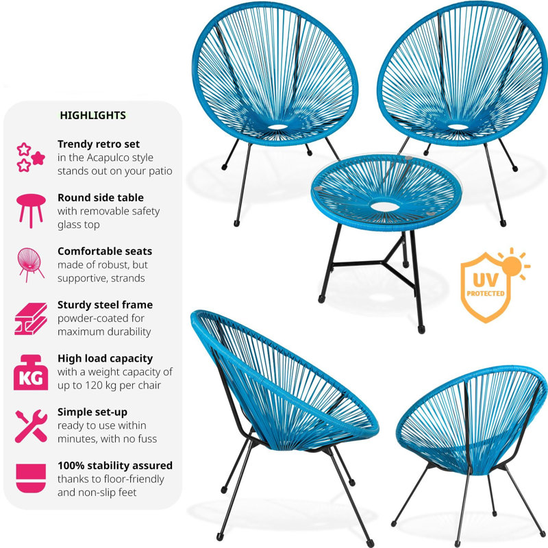 Patio Dining Set with, Blue