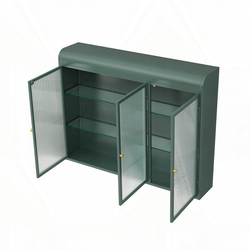 Armoires murales arquées en verre, Doré, Vert foncé