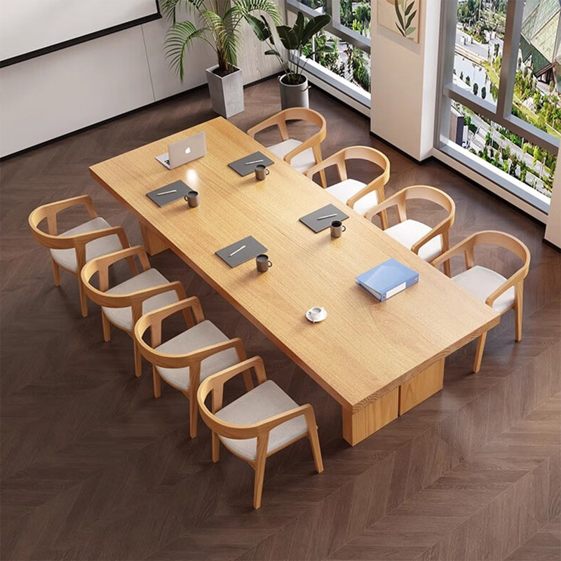 Modern Minimalist Solid Wood Large Conference Table, 29.53" H x 86.61" L x 35.43" W