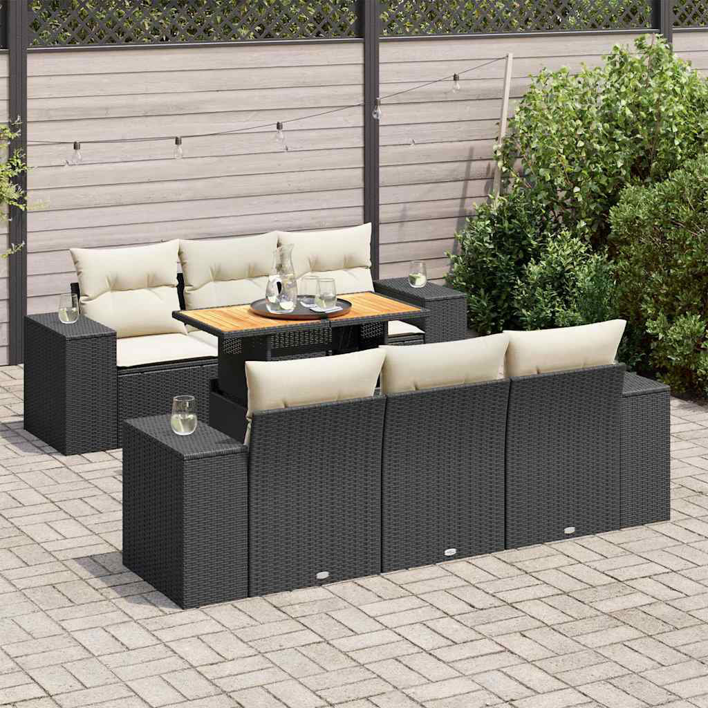 Vidaxl 7-Tlg. Garten-Sofagarnitur Mit Kissen Beige Poly Rattan