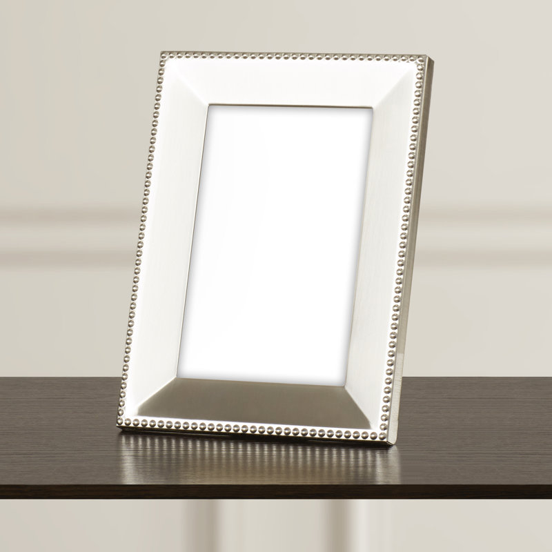 Metal Beaded Picture Frame, Satin Nickel, 12" H x 10.13" W x 1" D