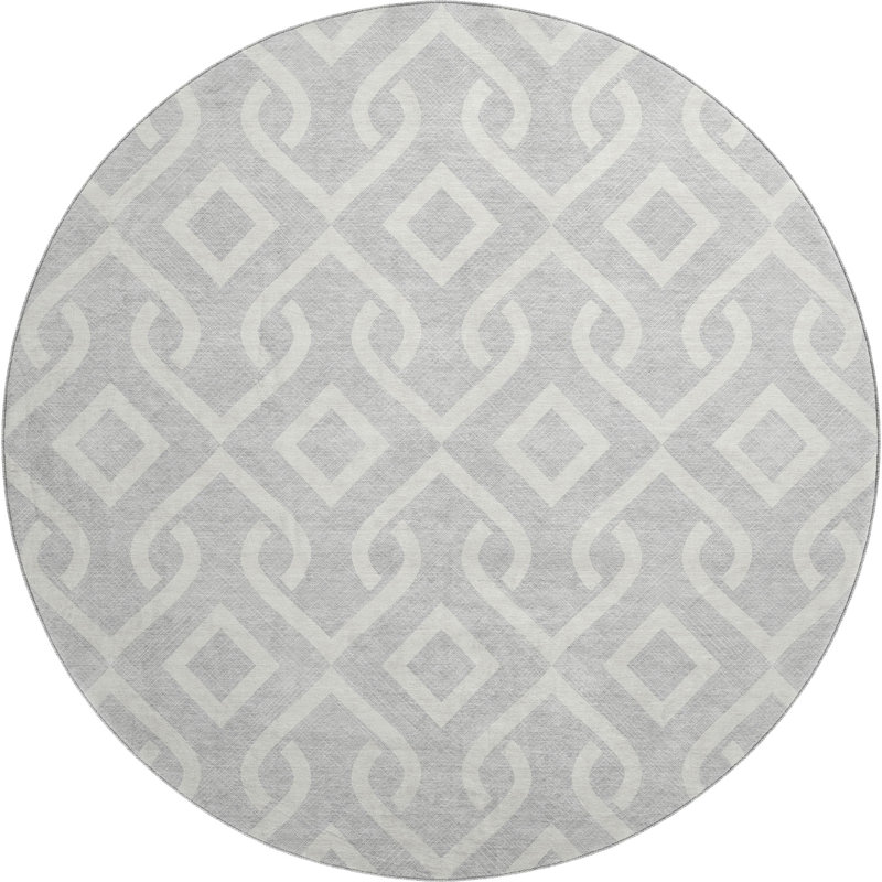 Premium Machine Washable Cerrito Silver Rug, Round 8'