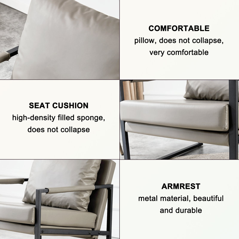 Chaise d'appoint Industrial, Similicuir gris pâle