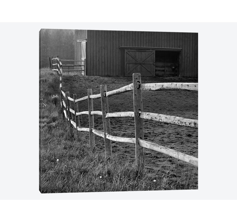 «Barn Fence», photographie sur toile, H 37 po x l 37 po x P 1,5 po, Pas de tapis, Toile tendue