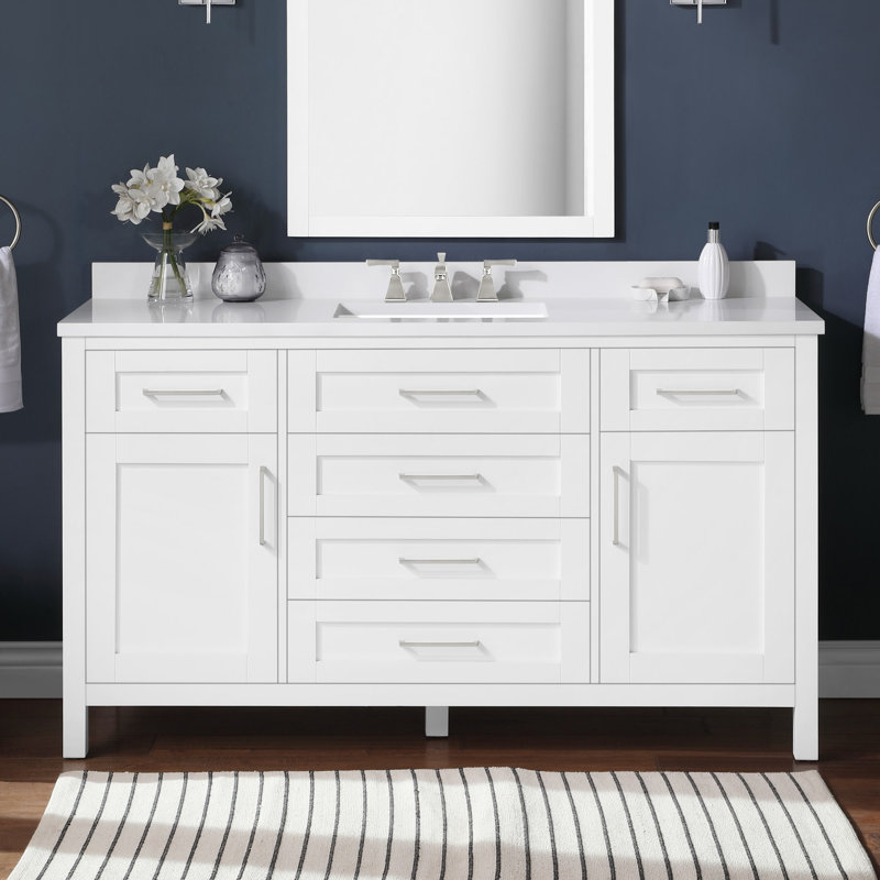 Meuble-lavabo simple 60 po avec comptoir de qualité supérieure OVE Decors Tahoe, Blanc