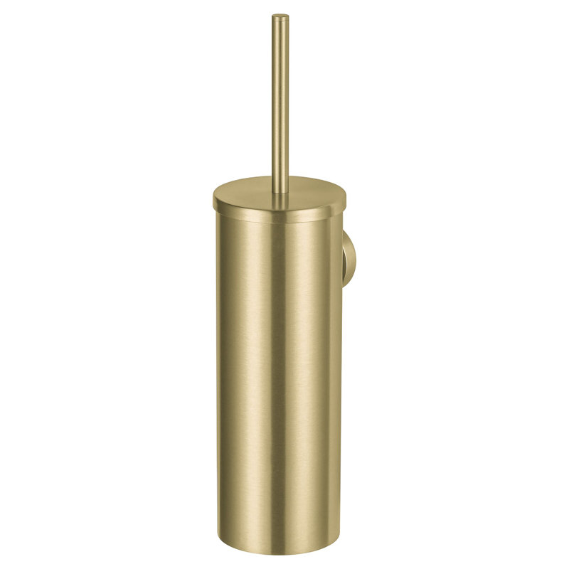 Cosmos Wall Mounted Toilet Brush and Holder, Brushed gold look