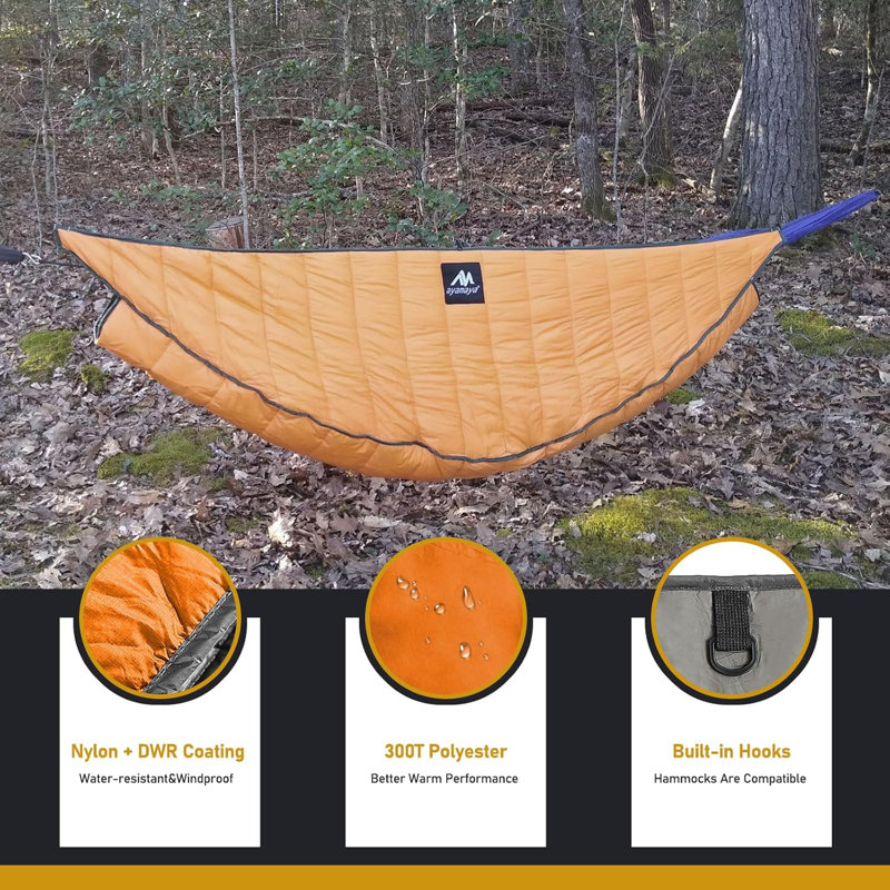 Simple et double hamac encastré pleine longueur pleine longueur sous les courtepointes pour hamacs, sac à dos de camping essentiel, isolation par dessous chaud pour l'hiver par temps froid UQ