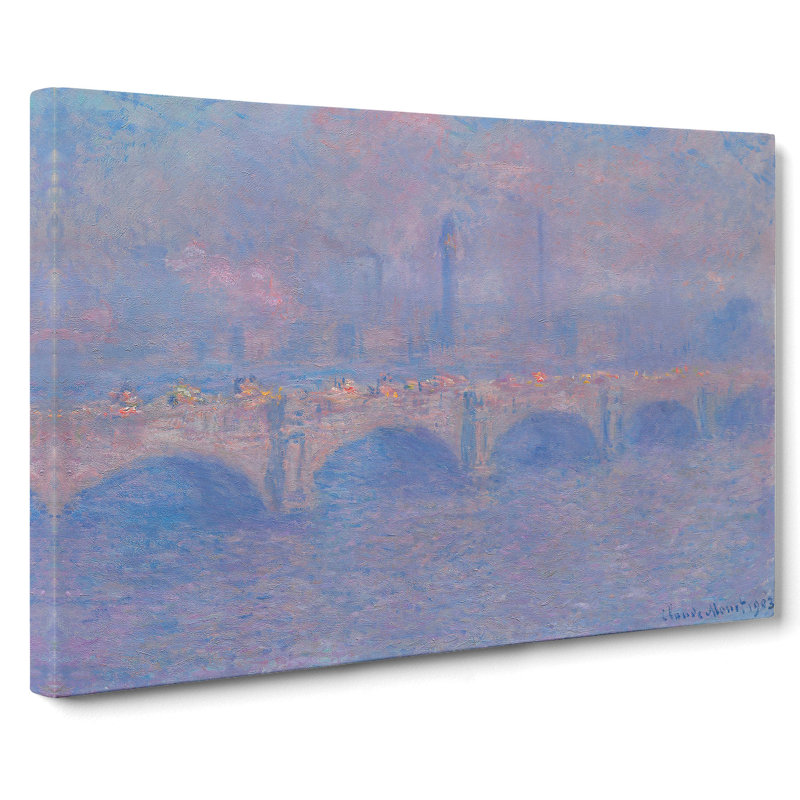 Waterloo Bridge In London Vol.1 by Claude Monet - Wrapped Canvas Painting, 50cm H x 76cm W x 3cm D