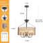 5 - Light 18.35” Dimmable Metal Drum Rattan Bohemian Candle Chandelier With Seagrass Shade-1463574792