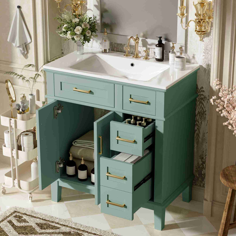 Meuble-lavabo moderne 30 po, Vert clair