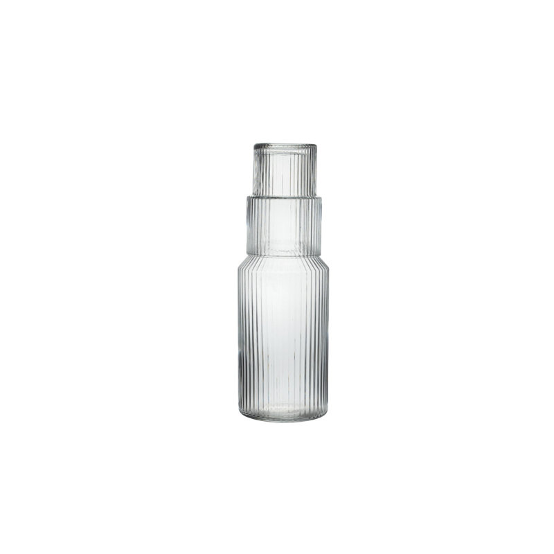 Bouteille en verre 100% de qualité supérieure avec bouchon, 10 x 10 x 10,2 pouces | Capacité de 33,8 oz liq., Bouchon pouvant contenir 10,1 oz liq. | Conception élégante et durable, parfaite pour les jus, les smoothies et les boissons | Ne va pas au 