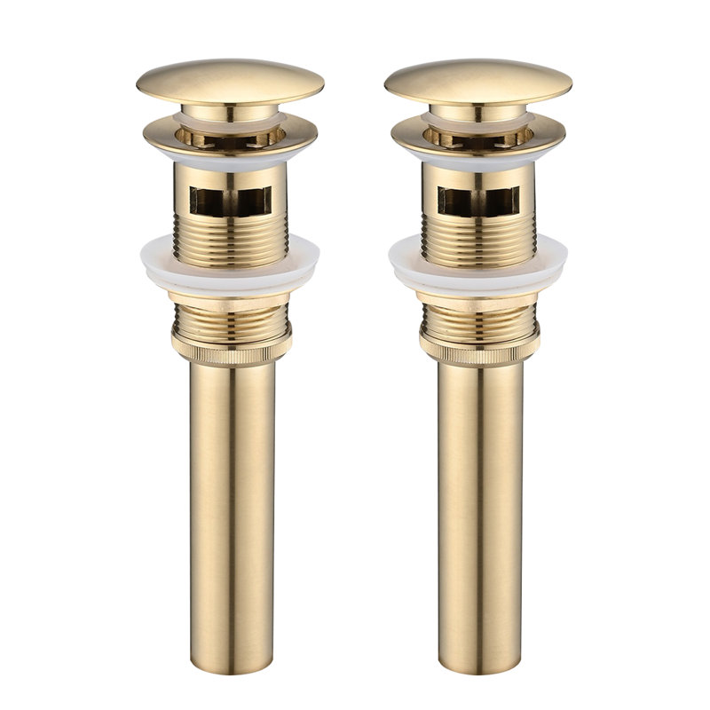 Bathroom Sink Pop Up Drain With Overflow,Stainless Steel,Two Pieces, Brushed Gold